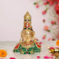 Brass Goddess Parvati Bust Statue for Home Decor Pooja Mandir (Height 10 Inch) (Green Red)