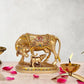 Resin Cow with Calf for Pooja Mandir Home Decor (Height 5 Inch)