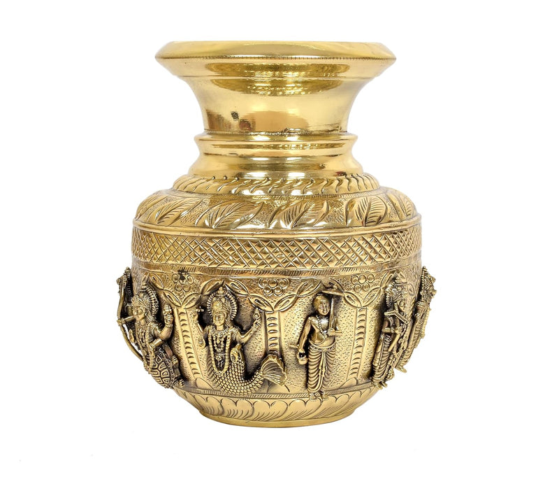Bronze Vishnu Dashavatara Kalash Showpiece (Height: 7 Inch)