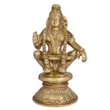 Brass Lord Ayyappa statue, seated with one hand raised, 8 inch