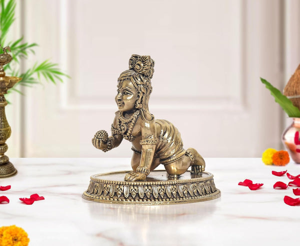 Superfine Brass Bal Gopal Krishna Murti (Height: 3 inch)