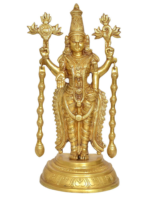 Brass Lord Tirupati Bala Ji Idol Statue for Home Temple Office Decor Figurine Showpiece (Height 16 Inch)