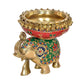 Brass Elephant with Urli Statue Idol with Ghungroo for Home Decor Office Mandir | Height : 7.5 Inches