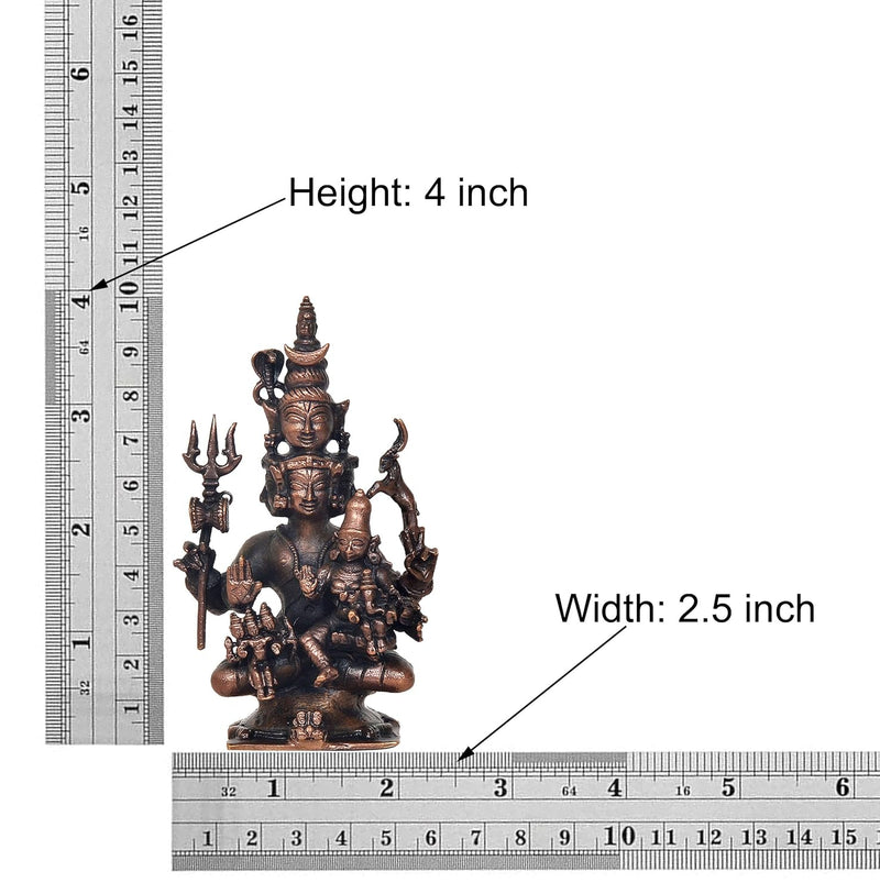 Copper Panchmukhi Shiv Parivar Shiva Family Idol Family for Home Decor Mandir Pooja Showpiece (Height 4 Inch)