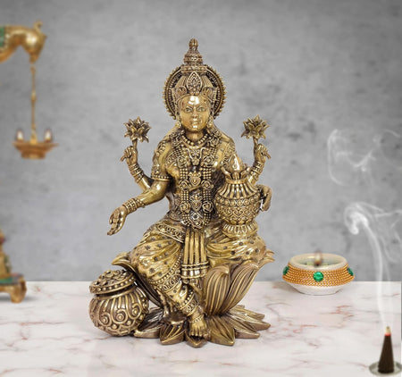 Superfine Brass Goddess Lakshmi Idol (Height: 10 Inch)