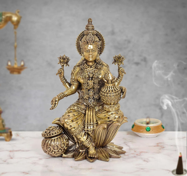 Superfine Brass Goddess Lakshmi Idol (Height: 10 Inch)