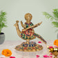 Brass Goddess Saraswati Sitting On Swan Devi of Study Maa Saraswati for Home Decor Mandir pooja (Height: 7 Inch)