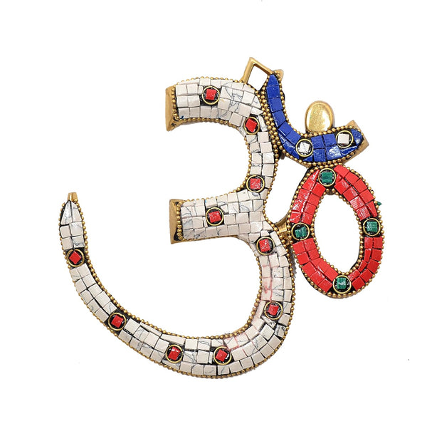 Brass OM Wall Hanging Sculpture (Height: 8 Inch) (Multicolor 1) Entryway Setting