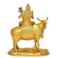 Brass Lord Shiva Seated on Nandi Murti Religious Statue for Home Temple Decor (Height : 9 inch)