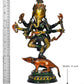 Brass Ganesha Six Hand God Ganesh Dancing On Mushak Idol for Home Decor Pooja Mandir Temple (Height 12 inch)