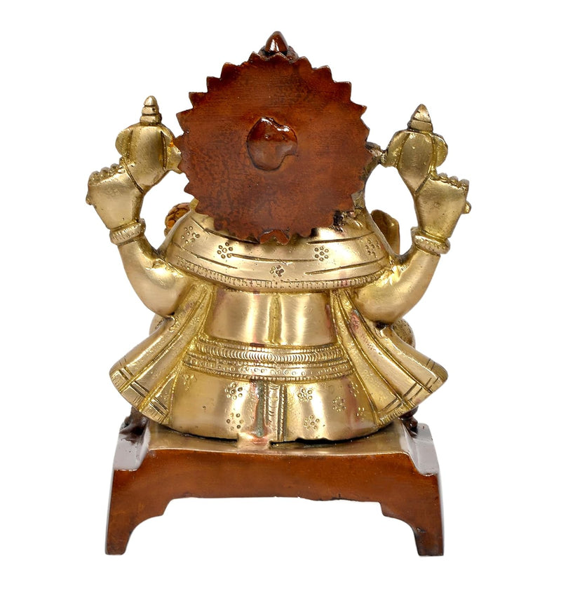 Brass Lord Ganesha Idol Ganesh Statue Decorative Sculpture for Home Office Mandir Pooja Showpiece (Height 7.5 Inch)