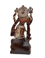 Brass Ardhnariishwar statue back view, radiant halo detail and raised arms
