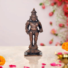 Vitthal statue: standing bronze figure with crown, jewelry, and waist drape