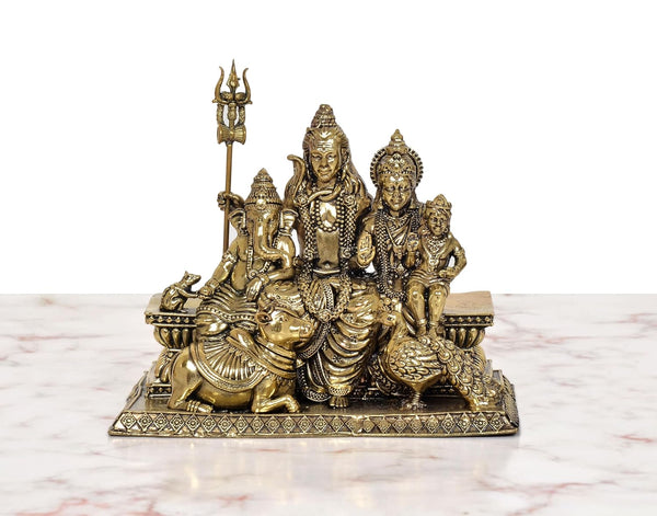 Superfine Brass Shiv Parivar Murti (Height : 6.5 Inch) Study Setting