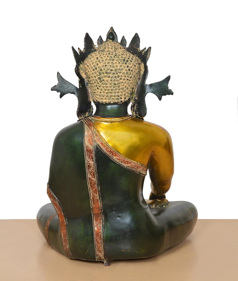 Brass Bhumisparsha Mudra Buddha Statue (Height 23 Inch)