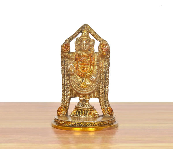 Brass Lord Tirupati Bala Ji Idol (Height :4 inch) (Color 2) Study Setting