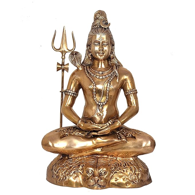 Lord Shiva Seated Pose Idol Murti Statue - Brass Height 23 inch