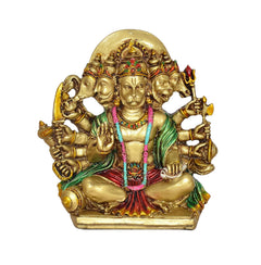 Multicolor resin Panchmukhi Hanuman idol with five faces and raised hands, seated
