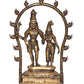 Brass Standing Lord Shiva with Parvati for Home Decor Mandir Pooja Showpiece (Height 14 Inch)