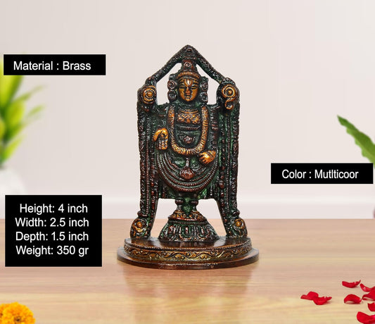 Brass Lord Tirupati Bala Ji Idol (Height :4 inch) (Color 3)