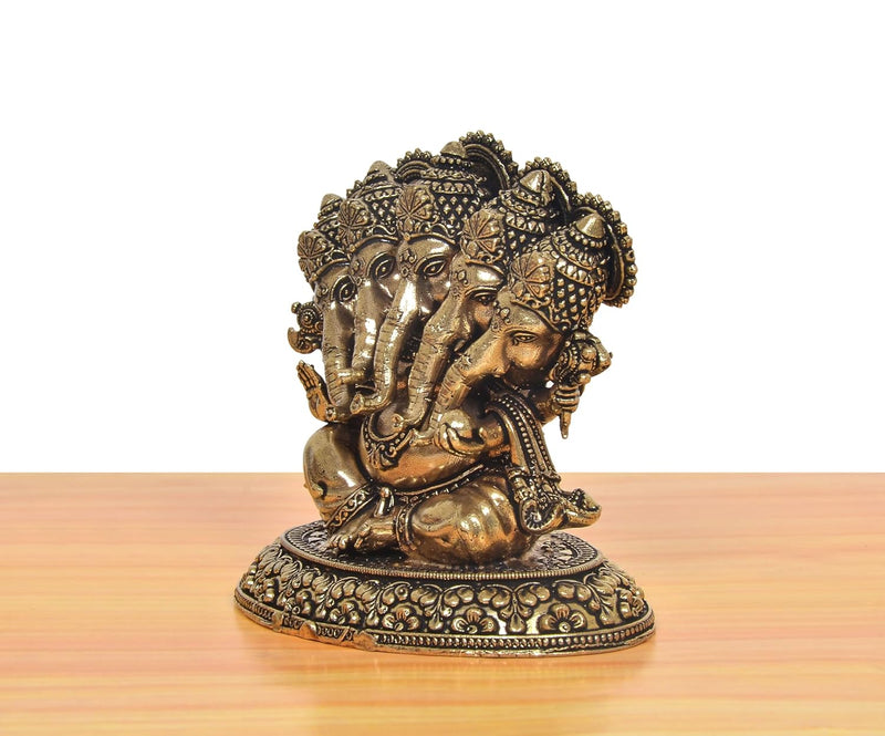 Bronze Panchmukhi Ganesha Five Head Murti (Height: 3.5 Inch)