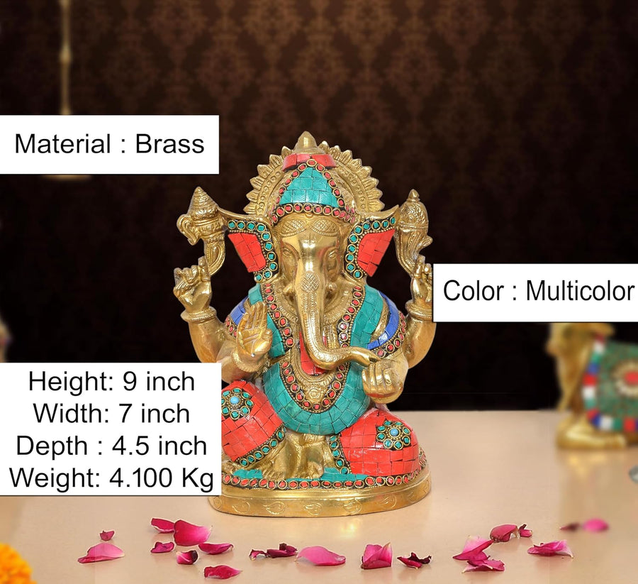 Handcrafted Ganpati Bappa Murti (Height 9 Inch) Craft Detail