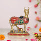 Brass Kamdhenu Cow with Calf for Home Decor Pooja Mandir Temple Office Decorative Showpiece Statue (Height: 8.5 Inch)