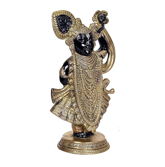 Brass Shrinath ji Idol Krishn Avatar Shri Krishna Murti Home Decor, Height : 13 inch