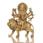 Brass Durga Maa with Lion Idol Hindu Goddess Sherawali MATA Murti MATA Rani Statue Figurine Home Temple (Height: 8 Inch)