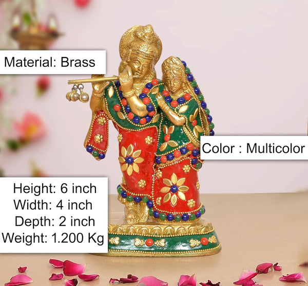 Brass Radha Krishna Idol (Height 6 Inch) Entryway Setting