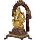 Brass Lord Ganesha Idol Sitting Ganesh Statue Decorative Sculpture for Home Decor Office Mandir Pooja Temple (Height 8 Inch)