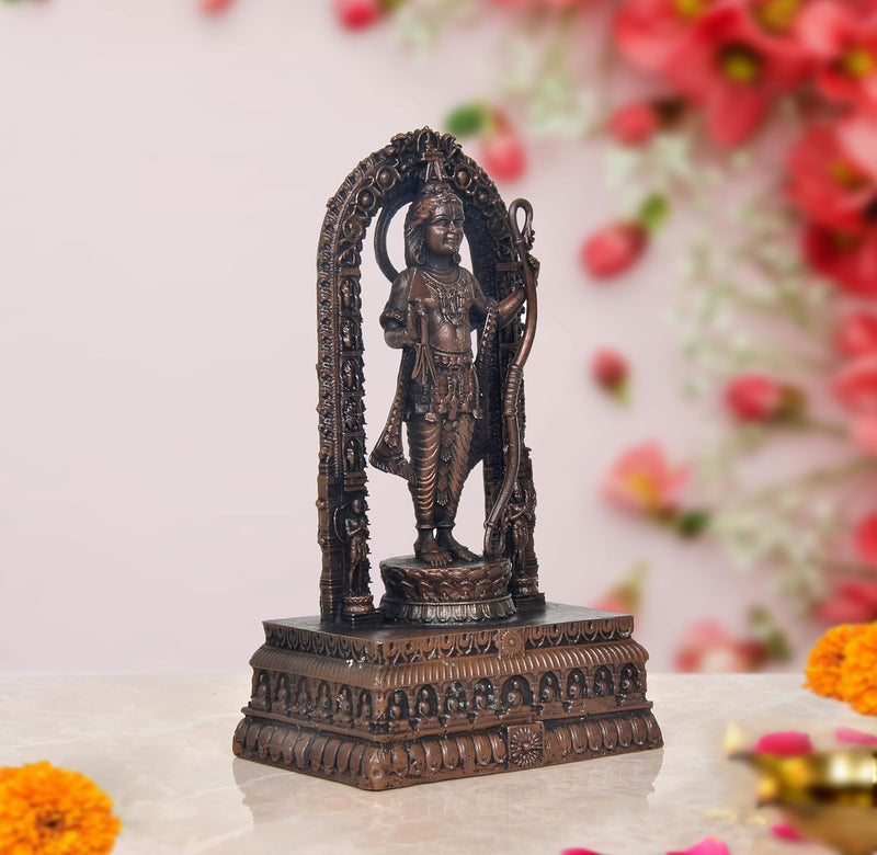 Copper Ram ji ki Murti Ram Lalla Statue in Ayodhya Mandir for Home and Office Decor Idol (Height 7 inch)