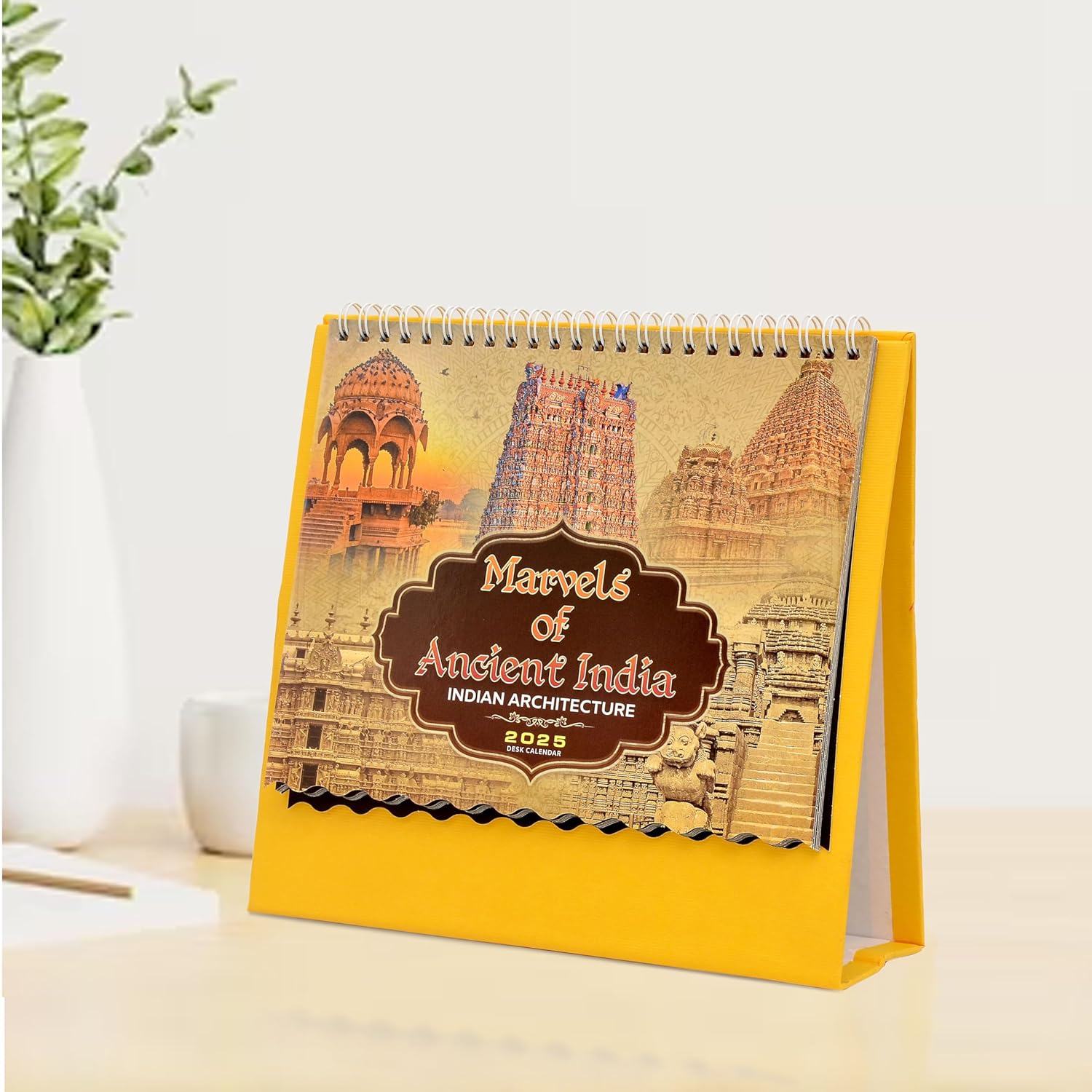 Table Calendar 2025 |Marvels of Ancient India| Indian Architecture Table Top Desk Standing Calendar For Home and Office Table Calendar |12 Months| (Size 8.5 x 9 Inch)