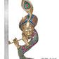 Brass Krishna Playing Flute with Peacock Mukut Idol Statue Sculpture for Home Mandir Pooja Decor Temple Gift (Height 21 inch)