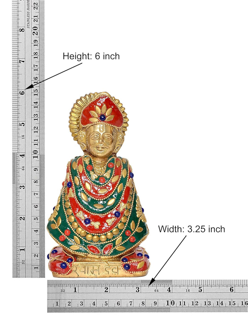 Brass Baba Khatu Shyam ji Idol Statue Showpiece for Home Decor and Pooja Decoration (Height: 6 Inch)