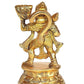 Hanuman with Sanjeevani Hand Pack of 1 Statue Statement Pieces Decor in Brass Height 4.5 Inches