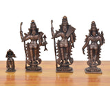 Copper Ram Darbar statues—rear/side details of Ram, Sita, Lakshman, Hanuman on bases