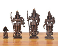 Copper Ram Darbar statues—rear/side details of Ram, Sita, Lakshman, Hanuman on bases