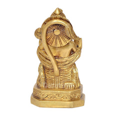 Brass Hanuman JI statue with back-facing circular halo design