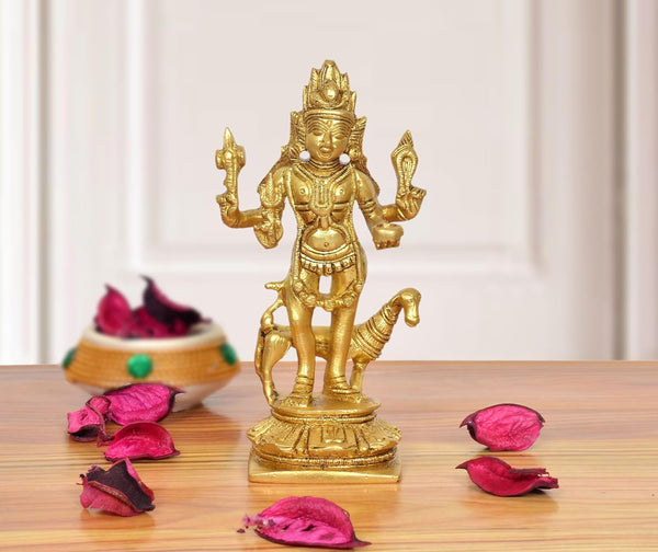 Brass Lord Shri Kaal Batuk Bhairava Idol (Height 5.5 Inch)