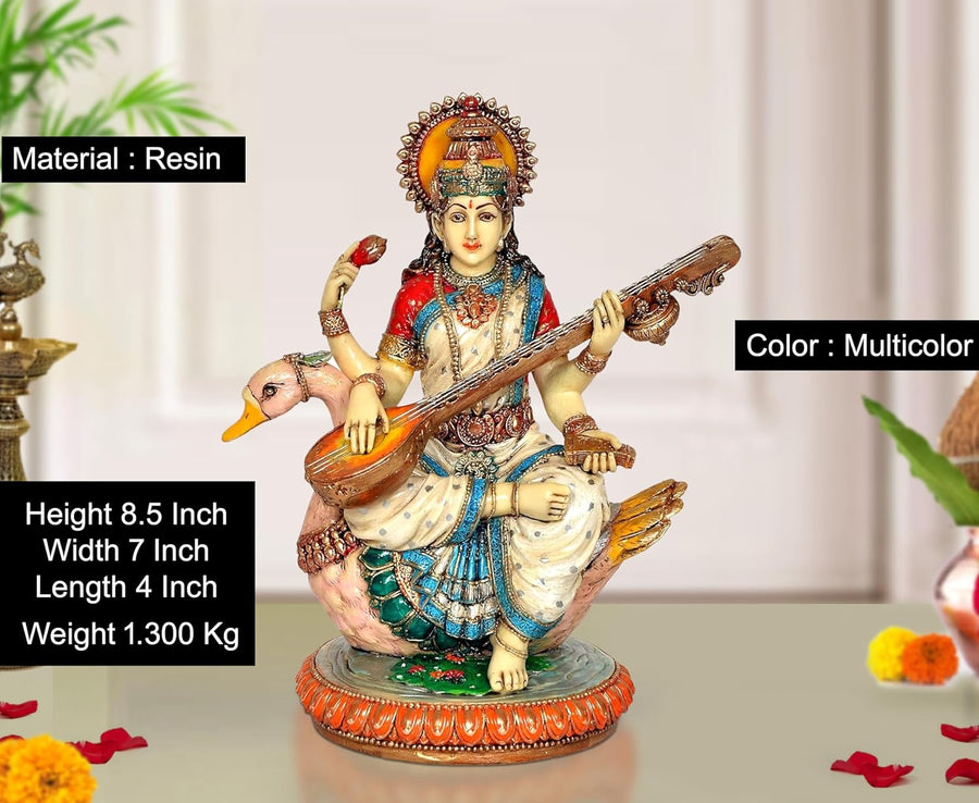 Resin Saraswati Idol (Height : 8.5 Inch) Craft Detail