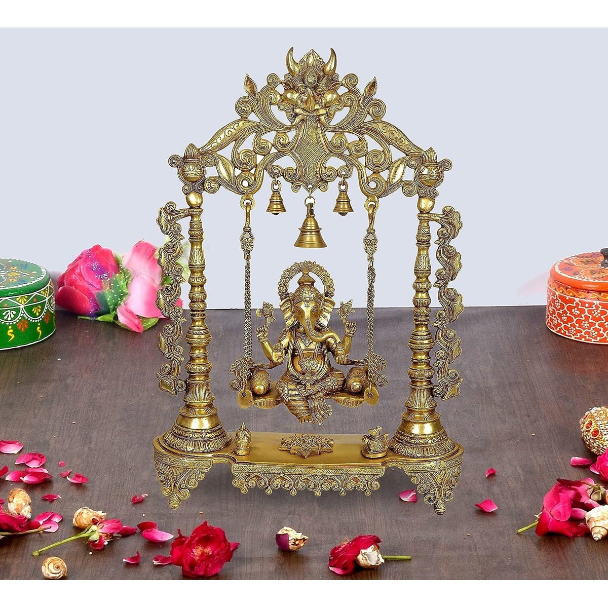Brass Ganesha Swing (Height : 27 Inches) (Golden)