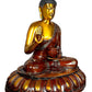 Brass Sitting Buddha Idol Figurine Sculpture Buddhist Showpiece Multicolour Height 29 Inches