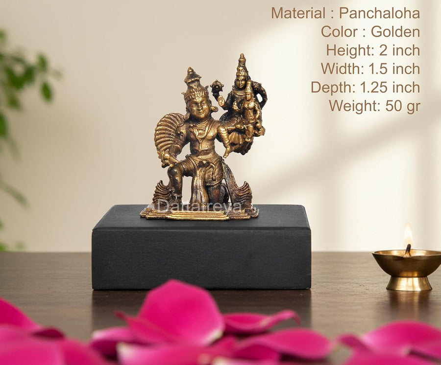 Panchaloha Vishnu Lakshmi on Garuda Idol (Height:2 Inch) Craft Detail