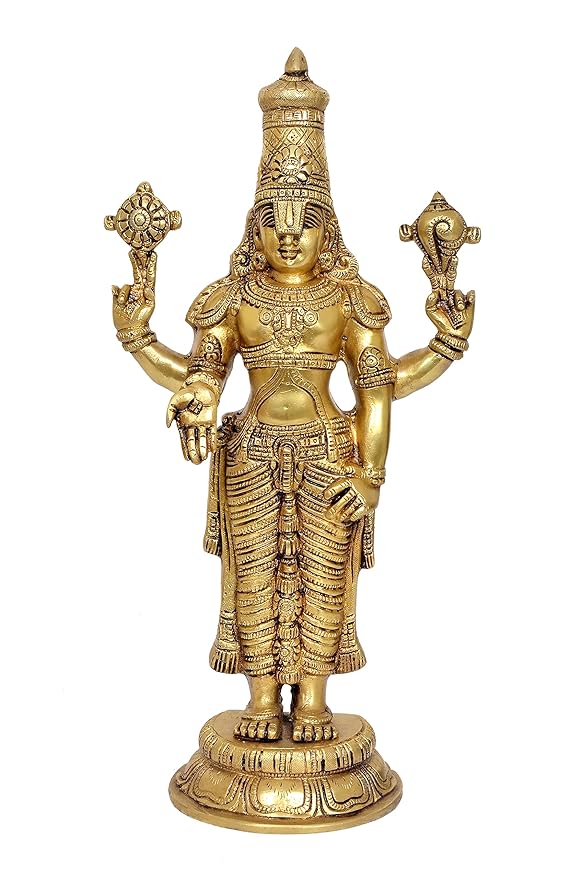 Brass Venkateswara Tirupati Balaji Statue (Height: 17.5 inches)