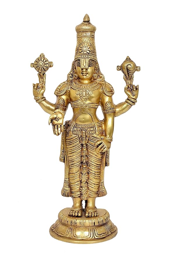 Brass Tirupati Balaji Idol Color Black Statue for Puja Purpose (Height:18 Inches) (Gold)