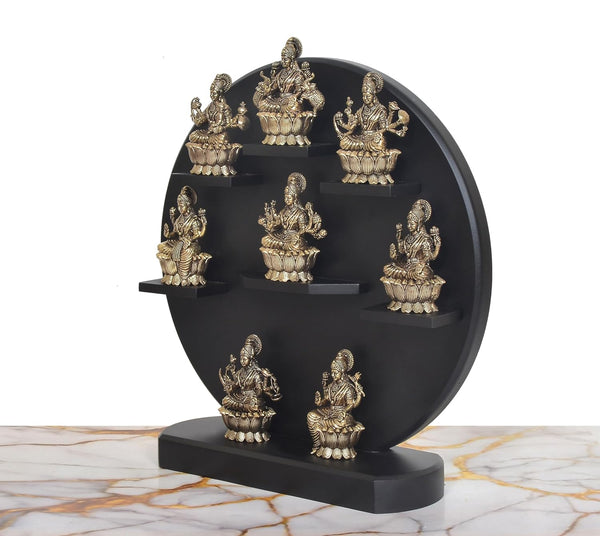 Superfine Brass Goddess Ashtalakshmi Statue (Set of 8) (Height:12.5 Inch) Study Setting