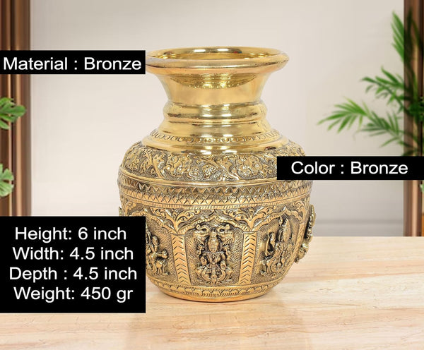 Superfine Brass Ashtalakshmi Kalash (Height 6 Inch) Entryway Setting