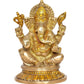 Brass Lord Ganesha Idol Ganesh Statue Decorative Sculpture for Home Decor Office Mandir Pooja Temple Showpiece (Height 8 Inch)