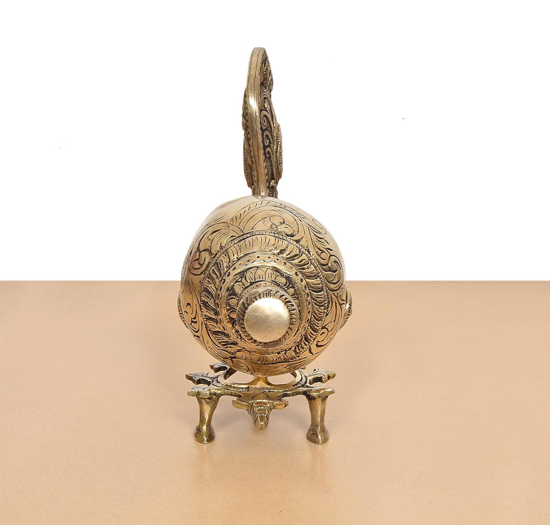 Brass Conch Shankh with Stand (Height: 13 inch)
